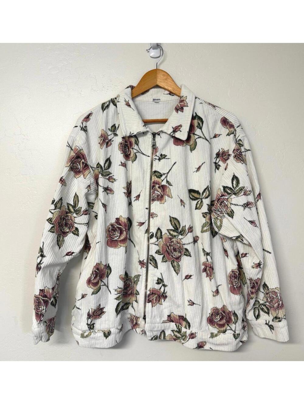 Vintage Floral Corduroy Artsy Dopamine Jacket sz Large
